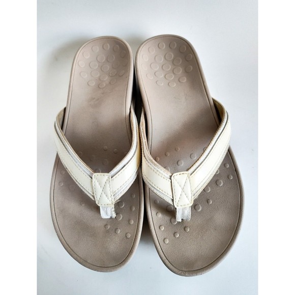Vionic Woman Cream Tide ll Size 8 Thong Sandals Flip Flops Beach Comfort Support - Picture 8 of 9